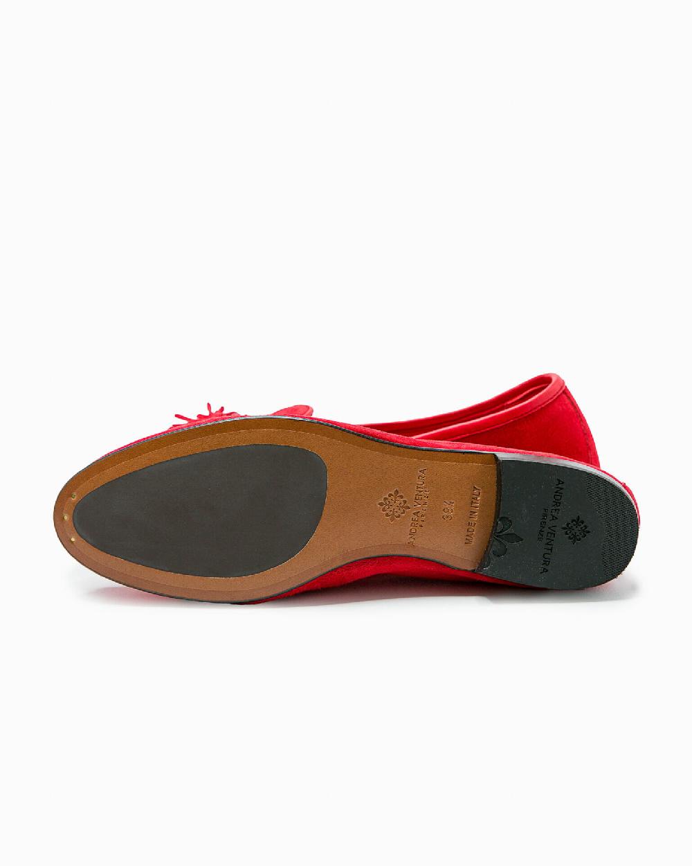 Andrea Ventura MOCASSINO DONNA BELGIAN-D NP-CR IN SUEDE ROSSO KUBRICK