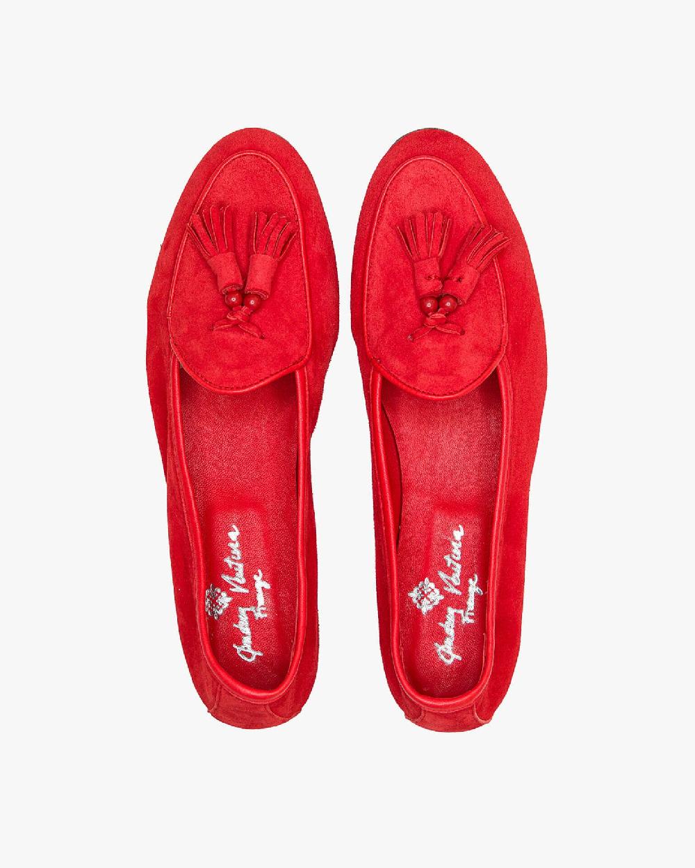 Andrea Ventura MOCASSINO DONNA BELGIAN-D NP-CR IN SUEDE ROSSO KUBRICK