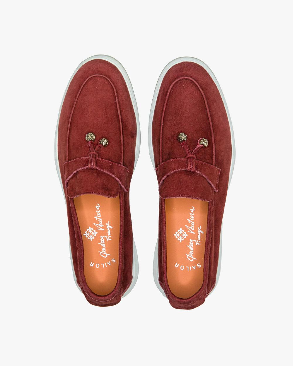 Andrea Ventura Mocassino Senza Lacci Con Charms Color Argento Aq-D BEACH-CHARMS1 In Suede Color Mattone