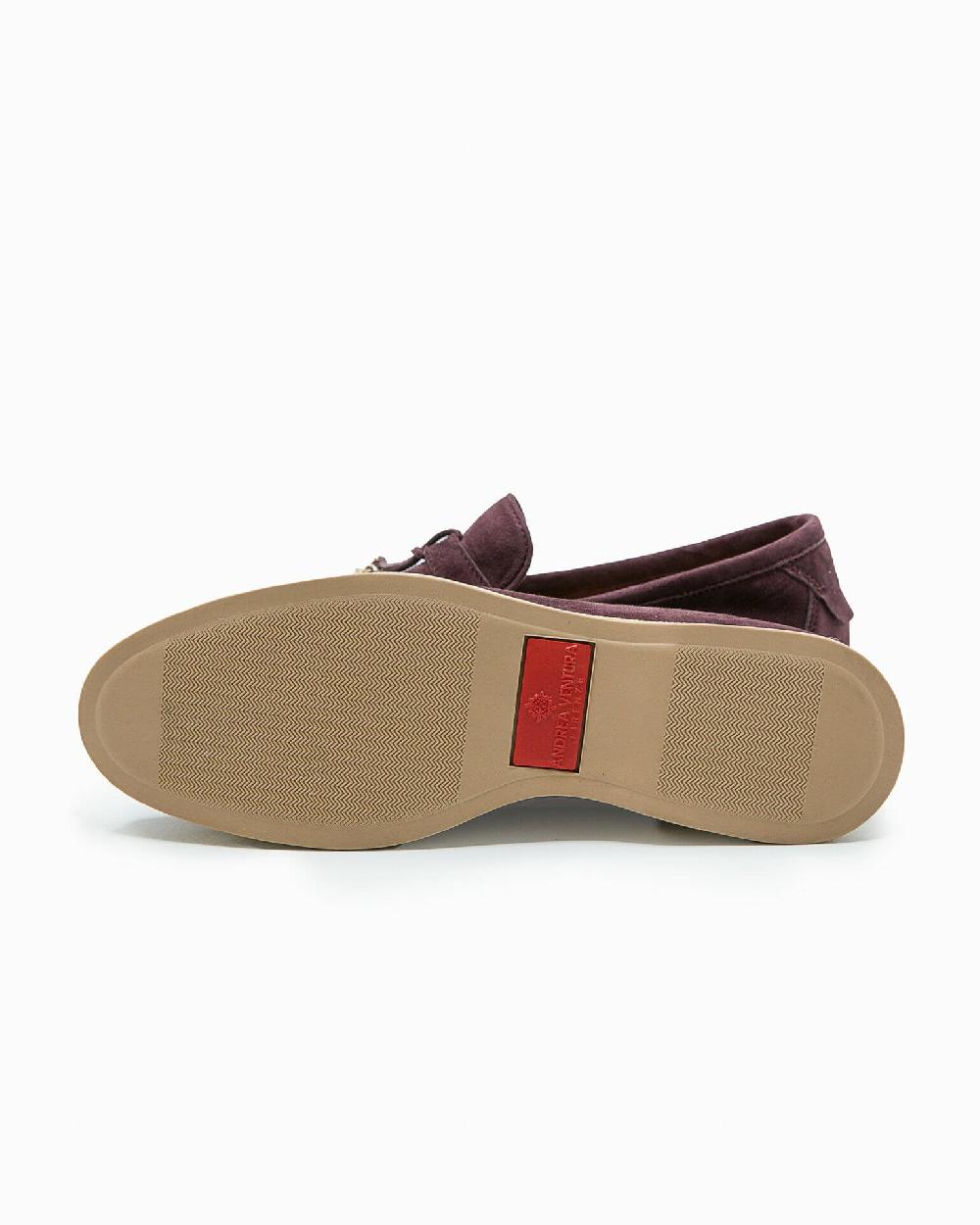 Andrea Ventura Mocassino Senza Lacci Con Charms Color Oro Aq-D BEACH-CHARMS2 In Suede Color Aubergine