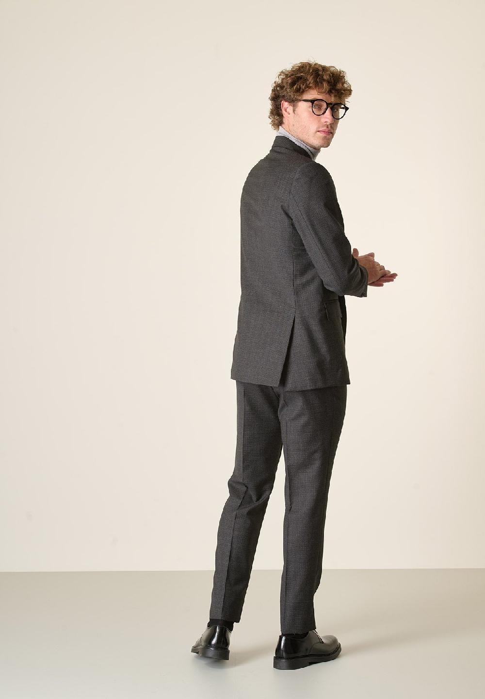 Angelico Abito Antracite Microdisegno Lana 100s Custom Fit Lungo