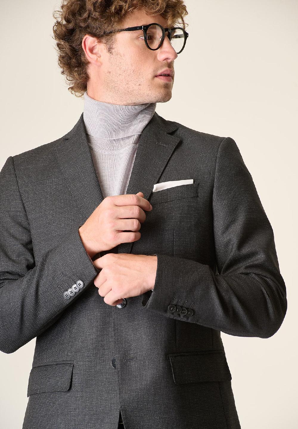 Angelico Abito Antracite Microdisegno Lana 100s Custom Fit