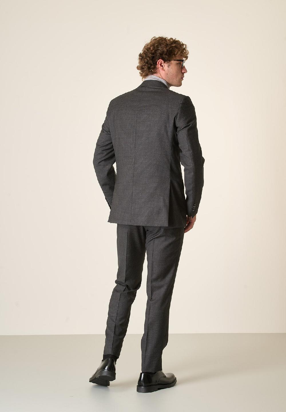 Angelico Abito Antracite Microdisegno Lana 100s Custom Fit