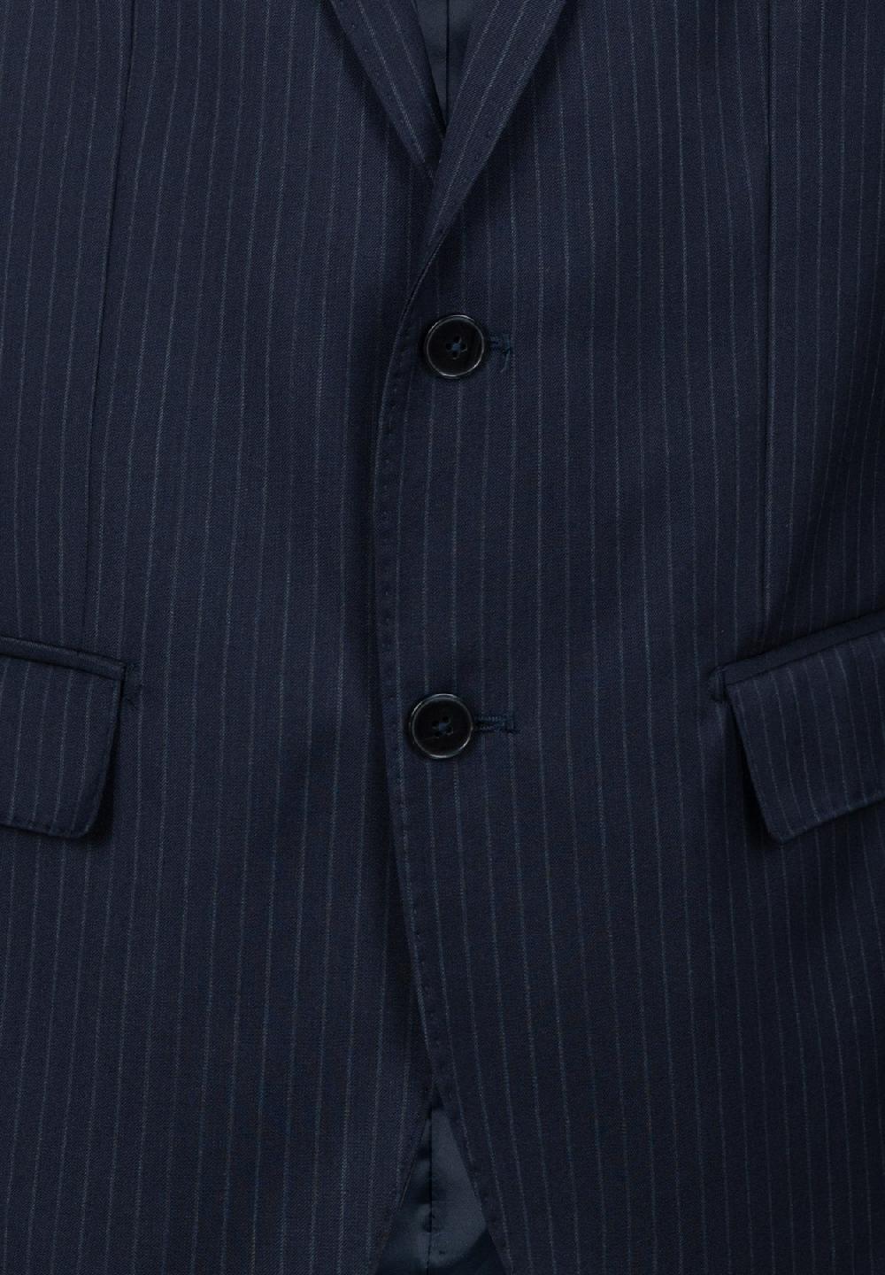 Angelico Abito Blu Gessato Lana Vergine Comfort Fit