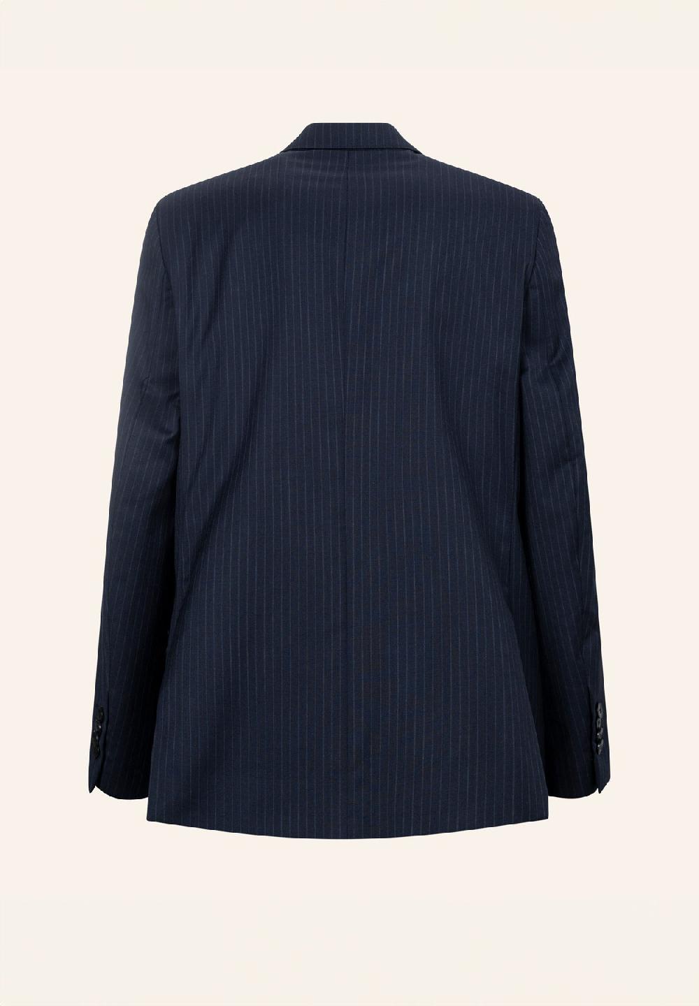 Angelico Abito Blu Gessato Lana Vergine Comfort Fit