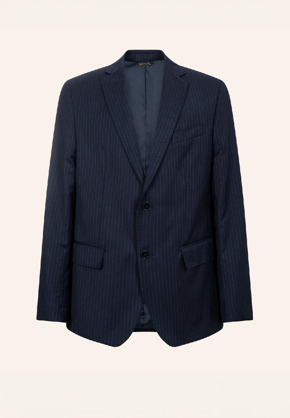 Angelico Abito blu gessato lana vergine comfort fit