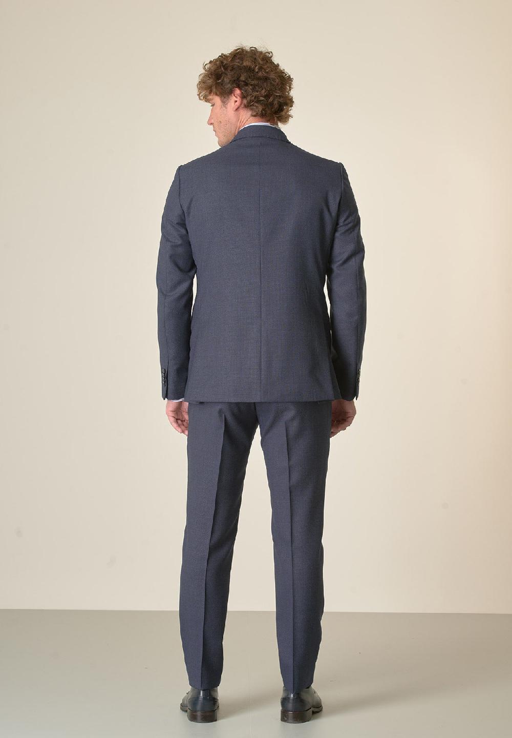 Angelico Abito Blu Microdisegno Lana 100s Custom Fit