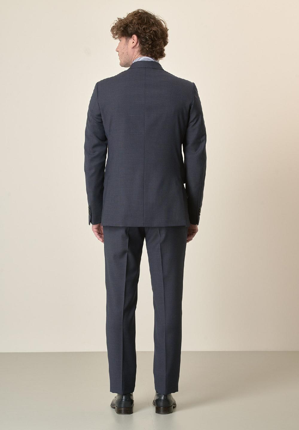 Angelico Abito Blu Microdisegno Lana Vergine Custom Fit Lungo