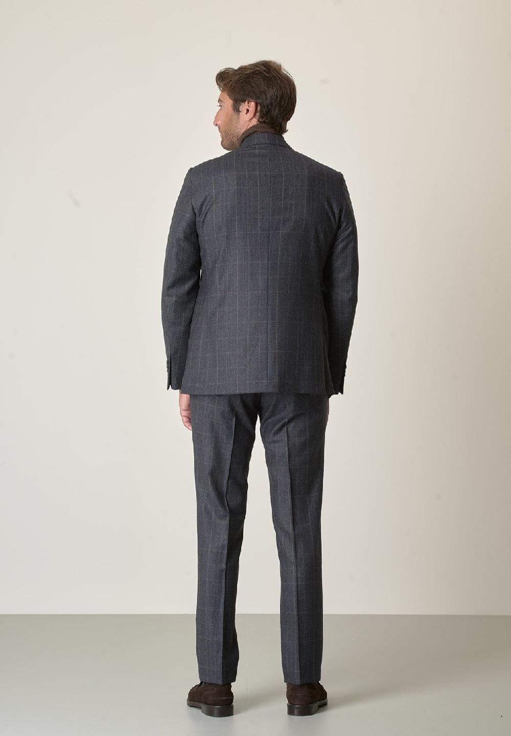 Angelico Abito Blu Scuro Principe Di Galles Lana Vergine Custom Fit