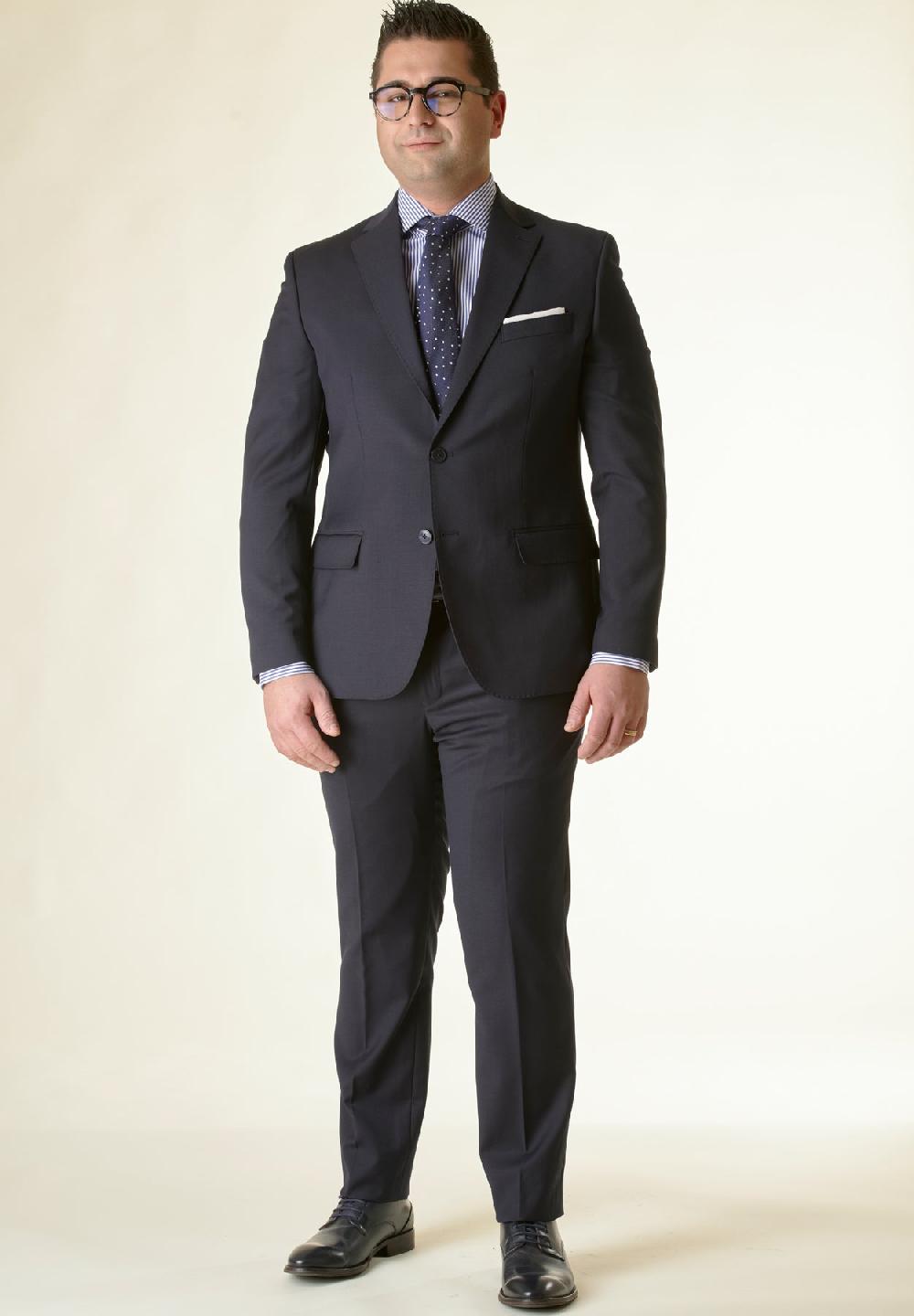 Angelico Abito blu scuro saglia di lana comfort fit corto