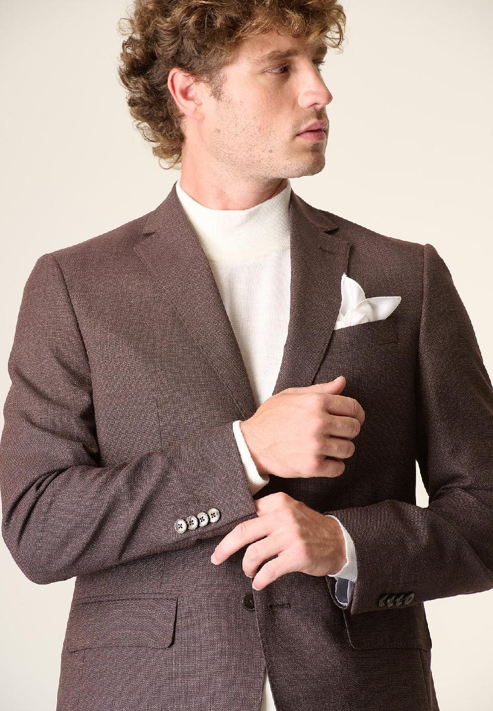 Angelico Abito Bordeaux Microdisegno Lana 100s Custom Fit