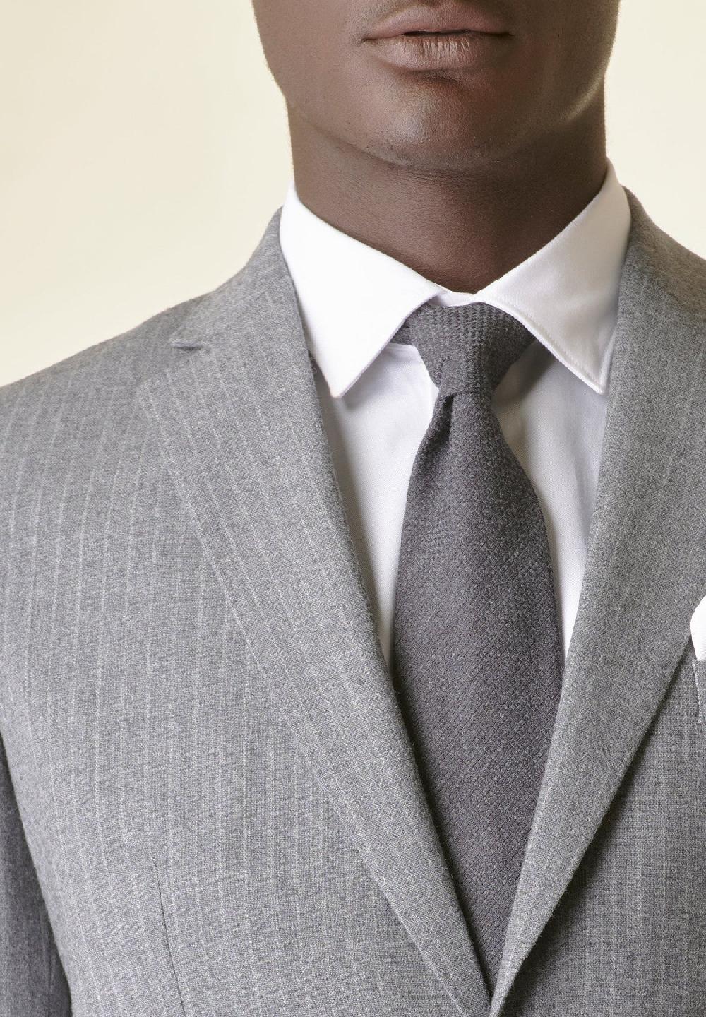 Angelico Abito Grigio Chiaro Gessato Lana Stretch Custom Fit