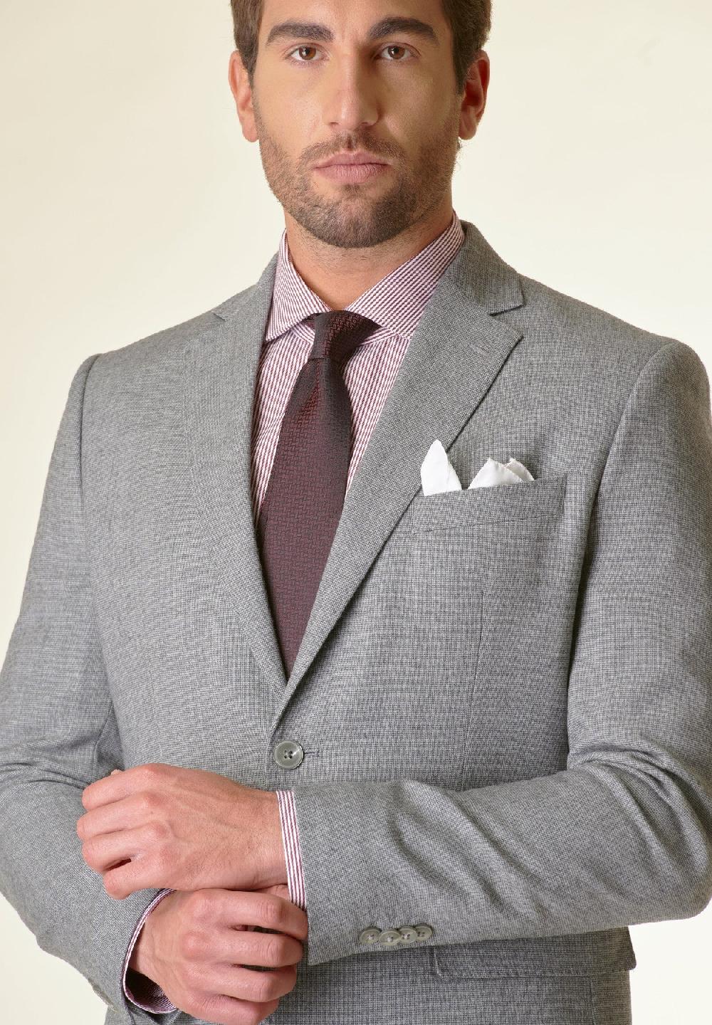 Angelico Abito Grigio Microdisegno Lana Stretch Custom Fit