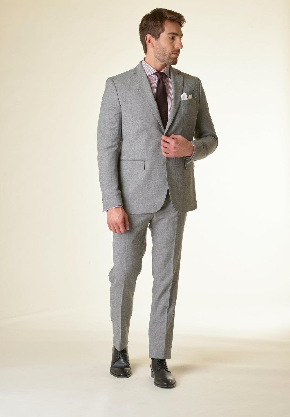 Angelico Abito Grigio Microdisegno Lana Stretch Custom Fit