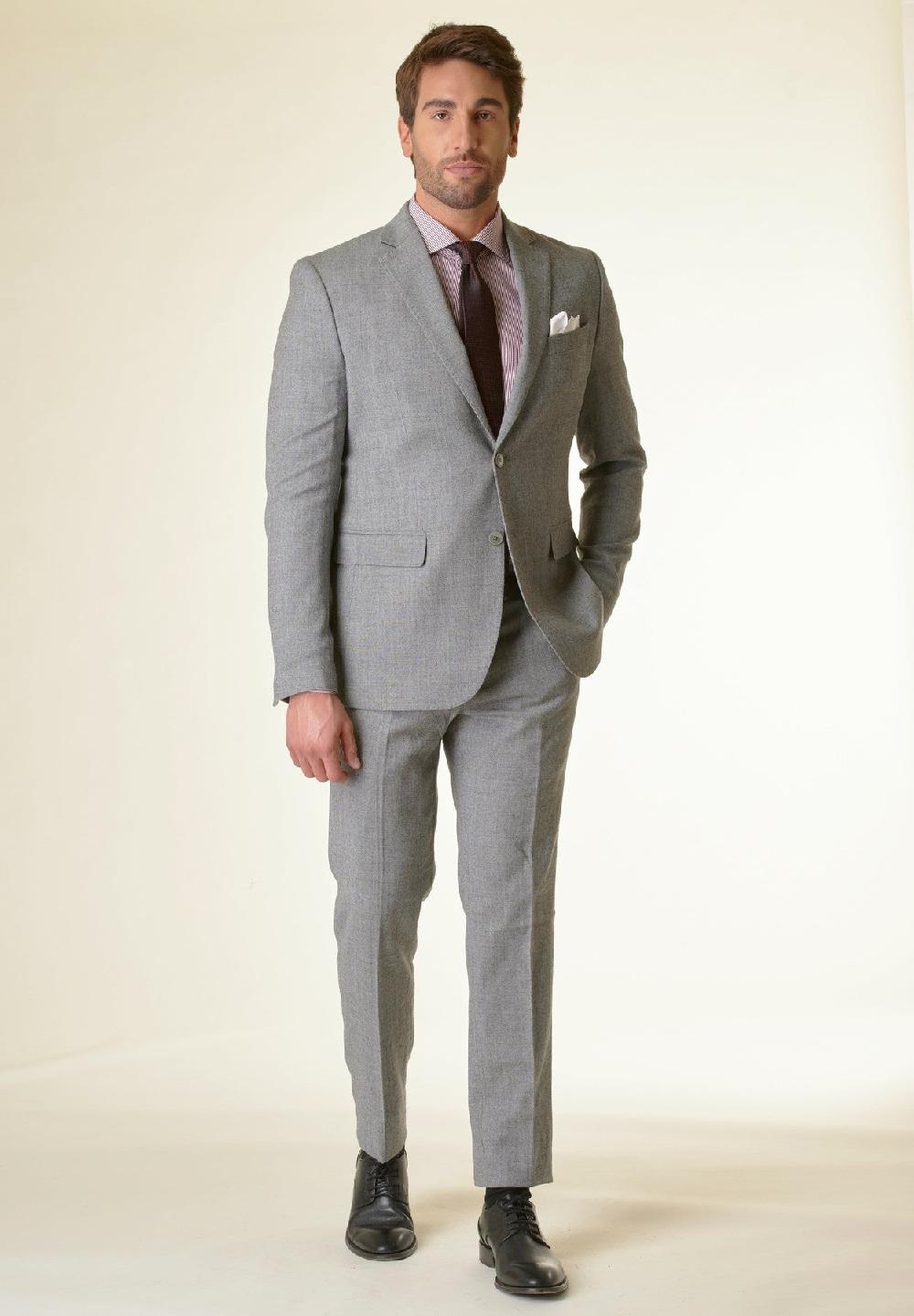 Angelico Abito grigio microdisegno lana stretch custom fit