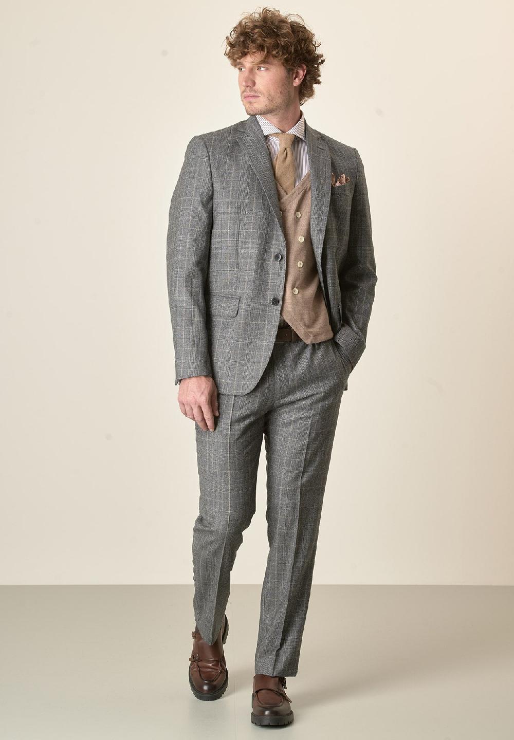 Angelico Abito Grigio Principe Di Galles Lana Vergine Custom Fit