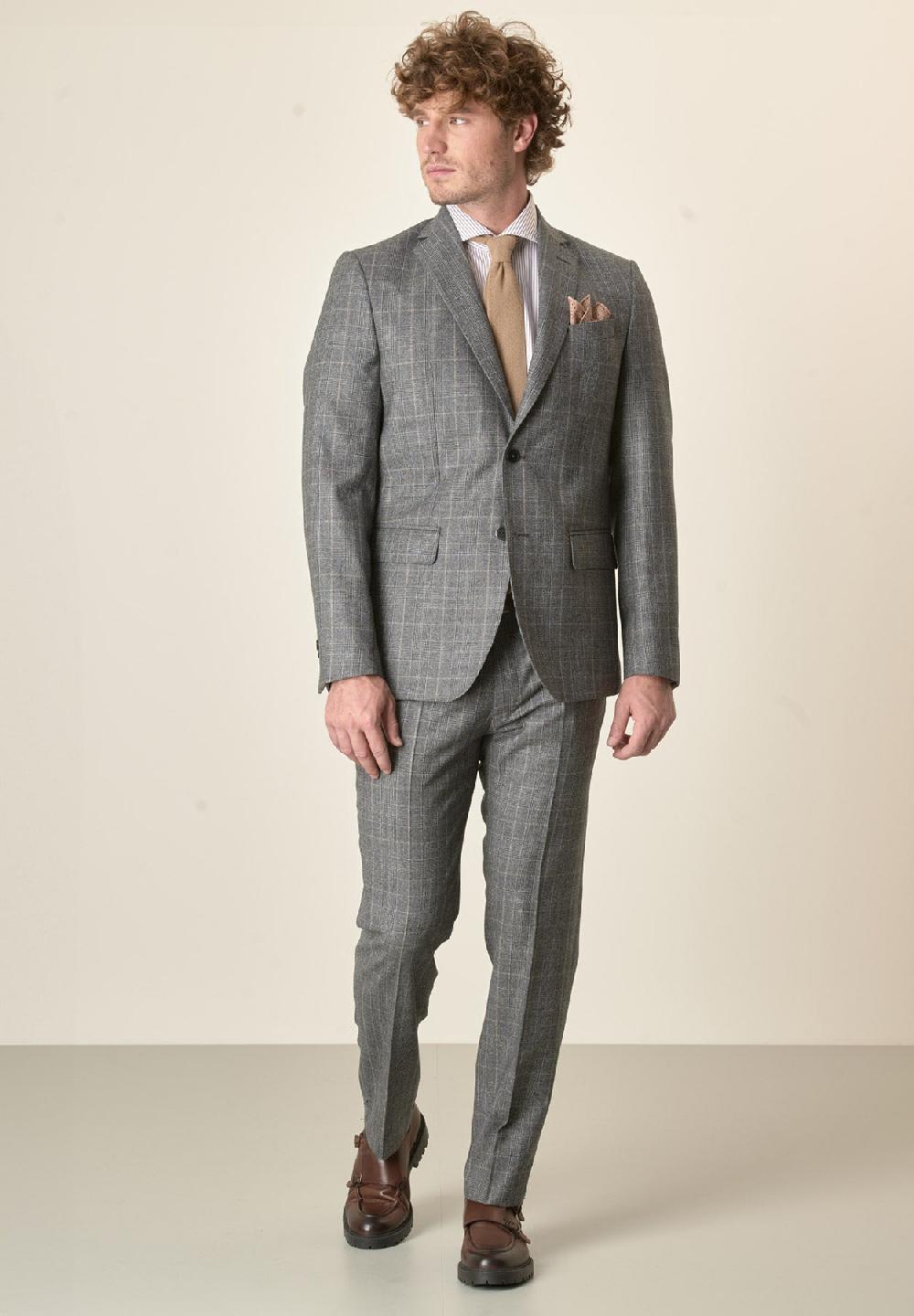 Angelico Abito grigio Principe di Galles lana vergine custom fit