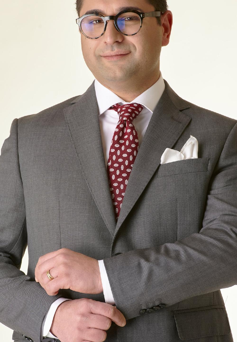 Angelico Abito Grigio Sallia Di Lana 100s Comfort Fit Corto