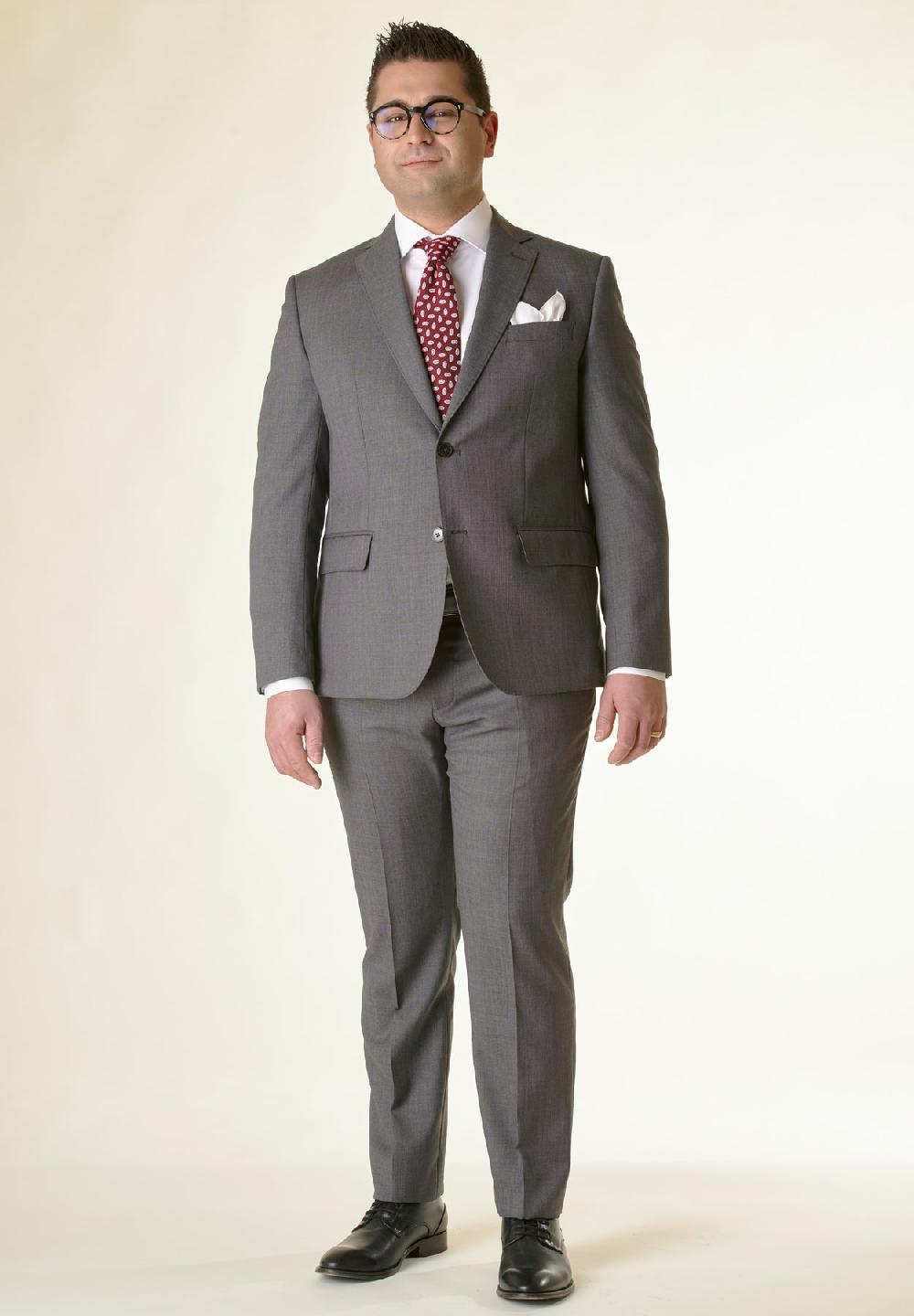 Angelico Abito grigio sallia di lana 100s comfort fit corto