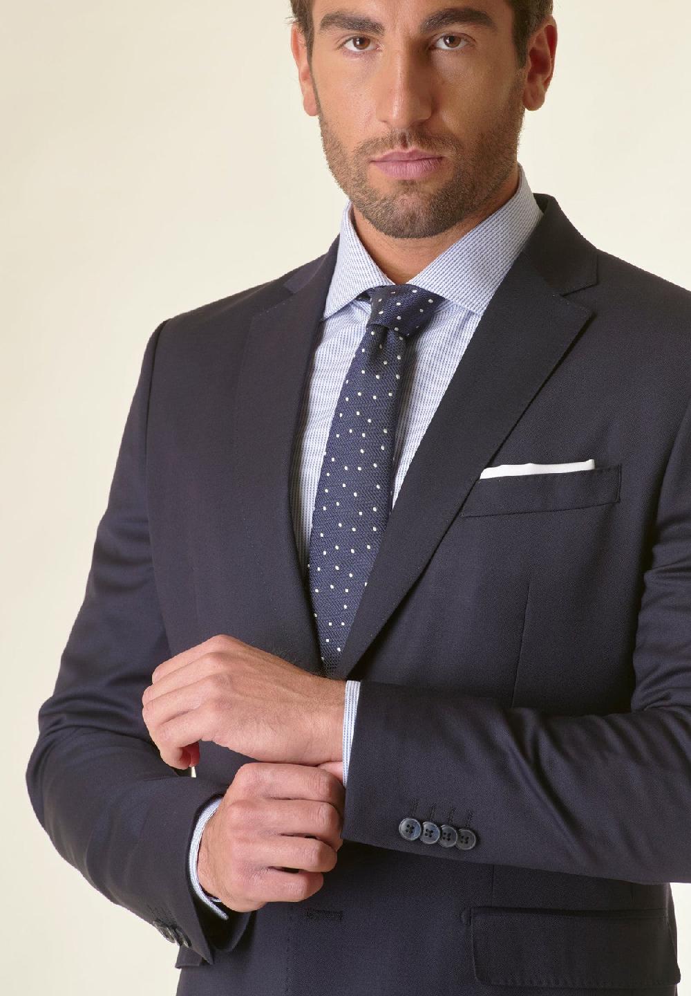 Angelico Abito Blu Lana Stretch Custom Fit