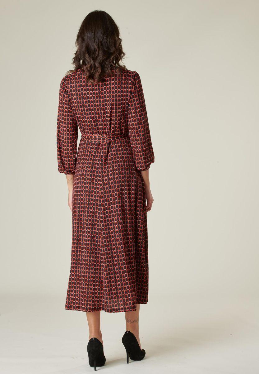 Angelico Abito Fantasia Nero-arancio Midi