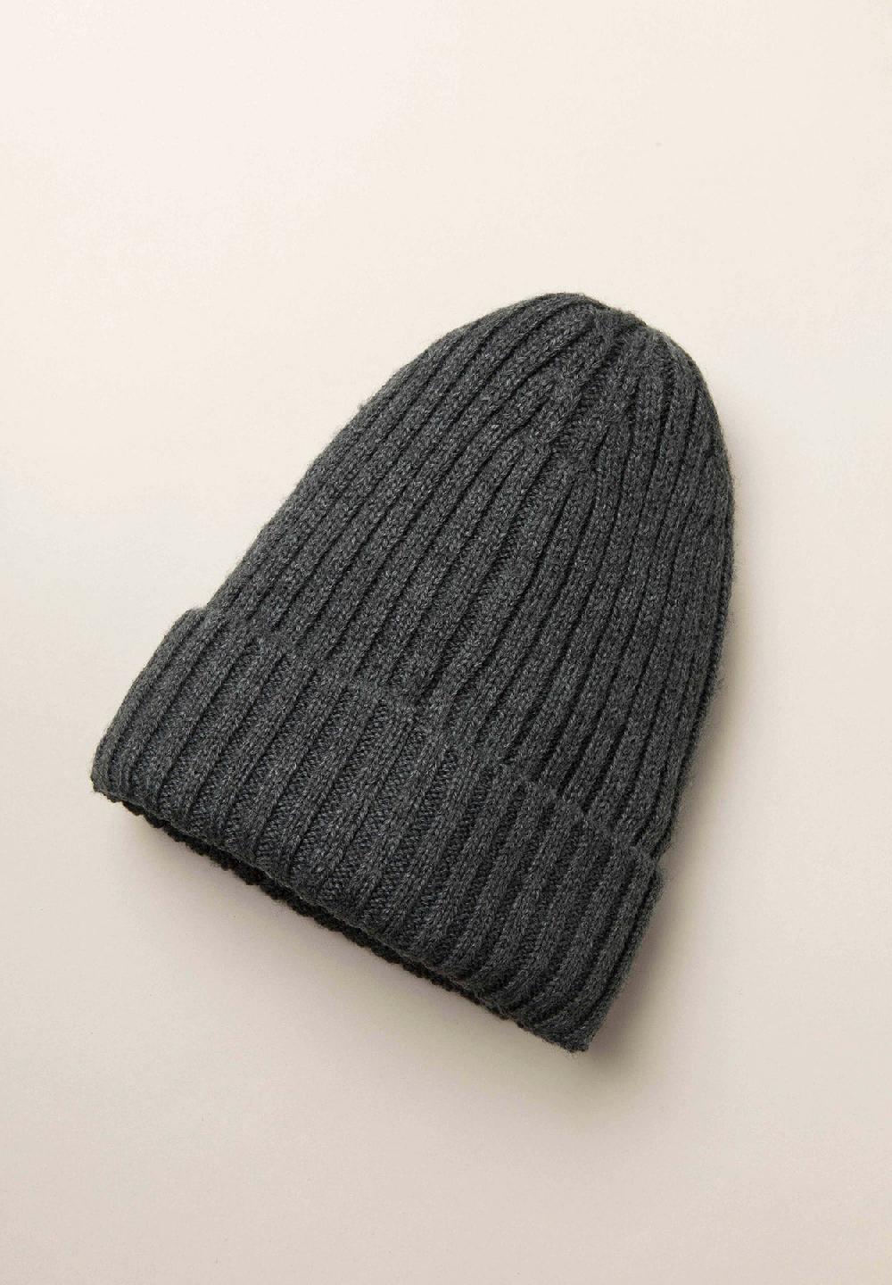 Angelico Berretto Antracite Coste Misto Lana