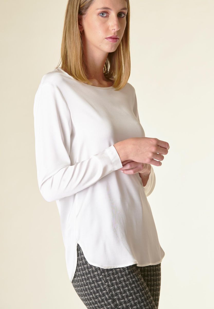 Angelico Blusa Panna Manica Lunga Raso Viscosa