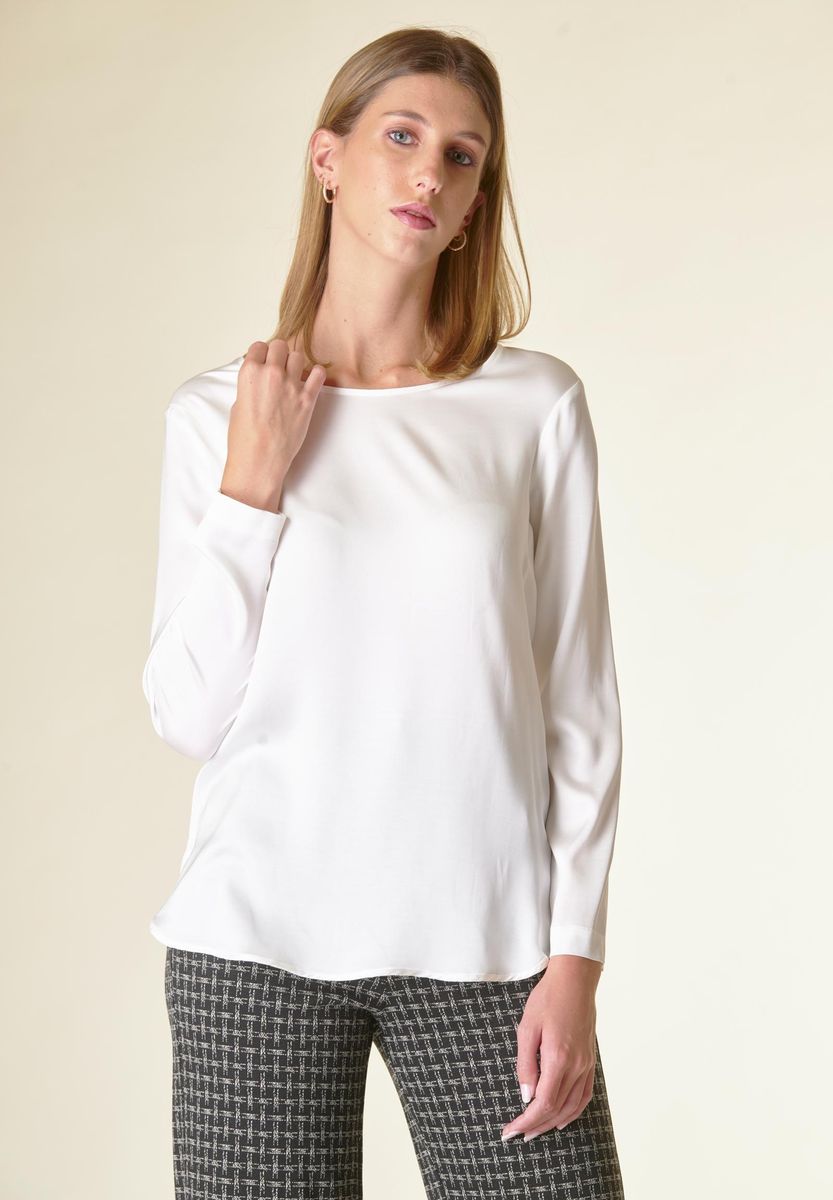 Angelico Blusa panna manica lunga raso viscosa
