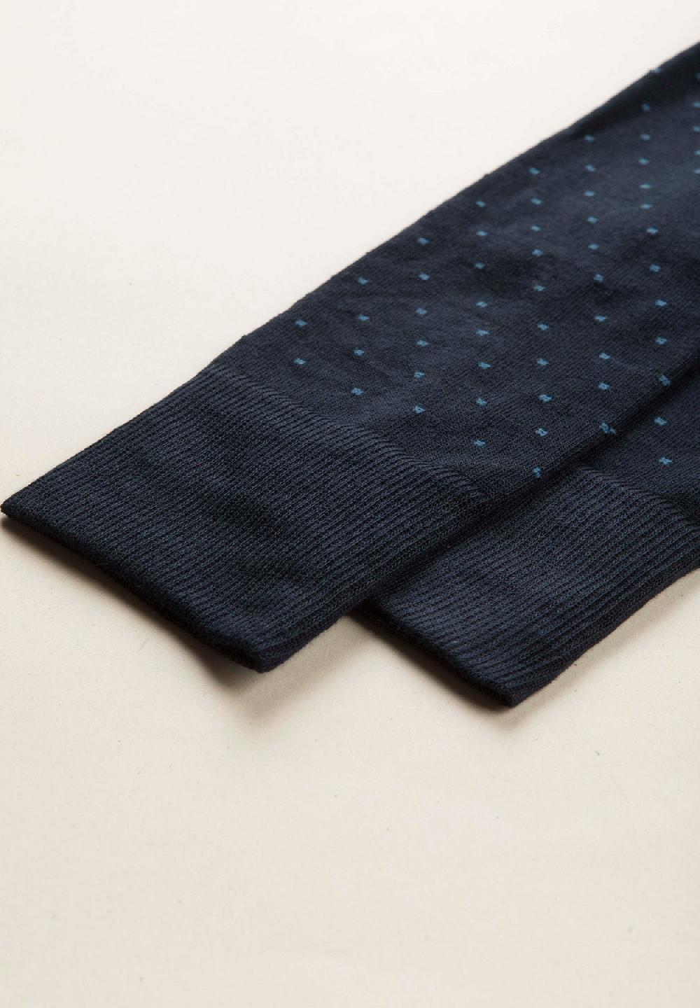 Angelico Calza Blu Scuro Micro Pois Cotone Stretch