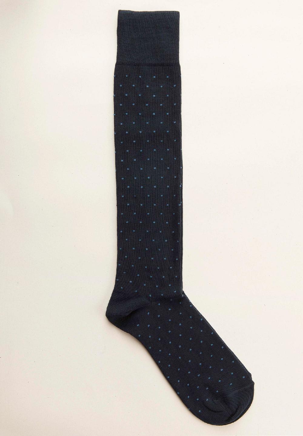 Angelico Calza blu scuro micro pois cotone stretch