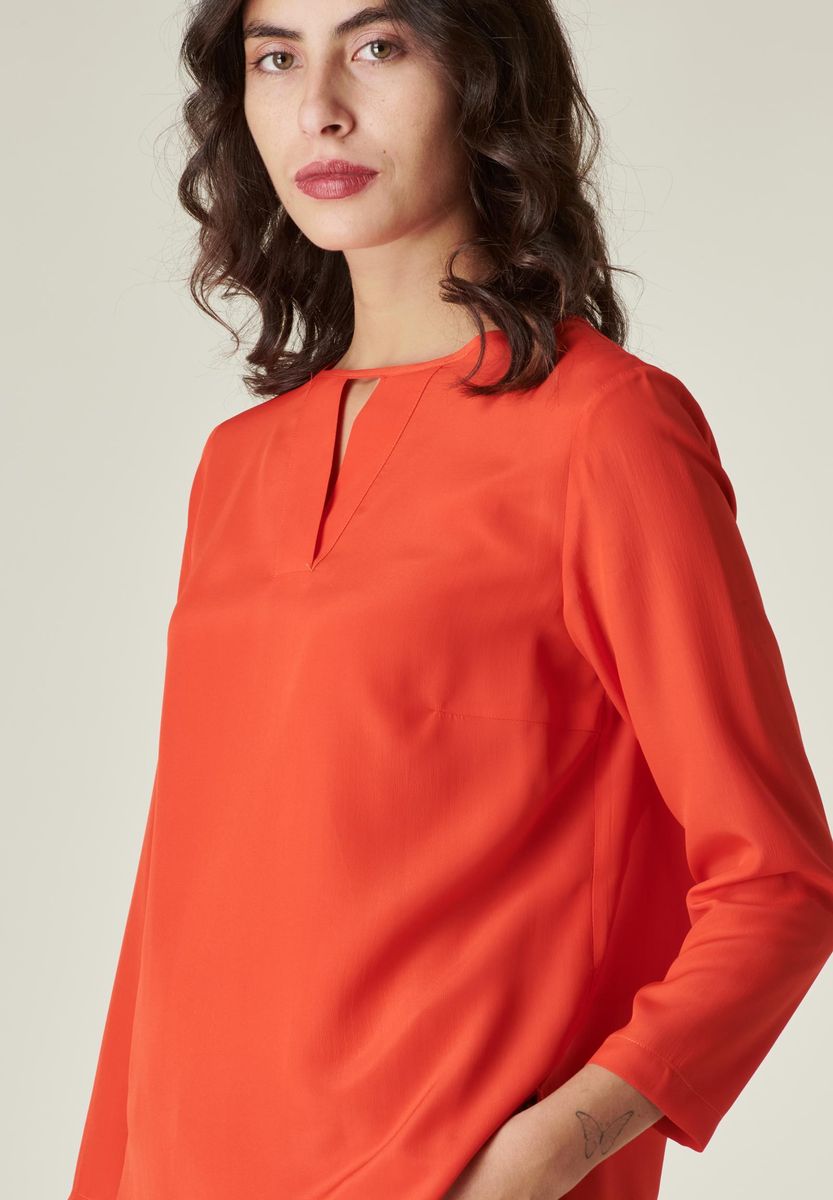 Angelico Camicia Arancio Girocollo V Misto Seta