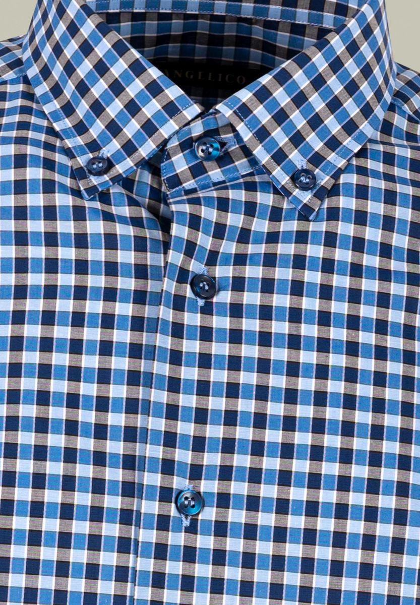 Angelico Camicia Azzurro-blu Quadretto BD Slim