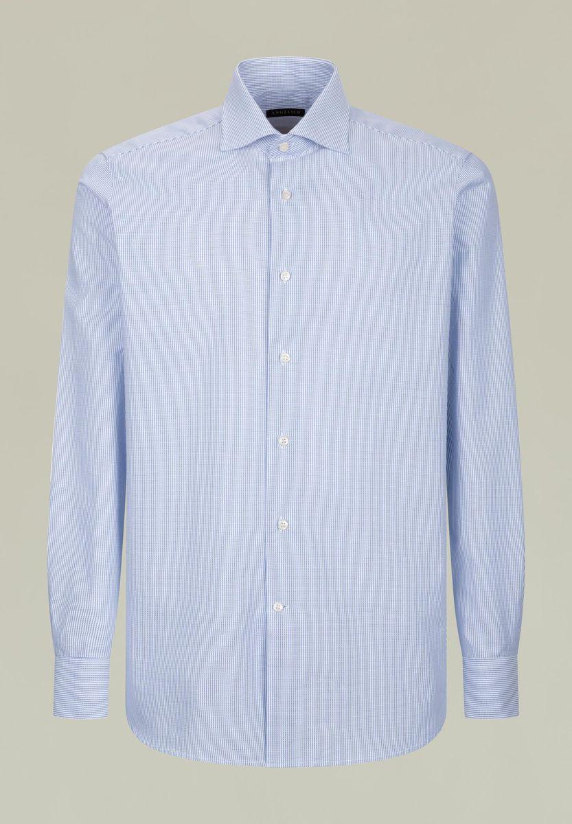 Angelico Camicia bianca-blu armatura rigata slim