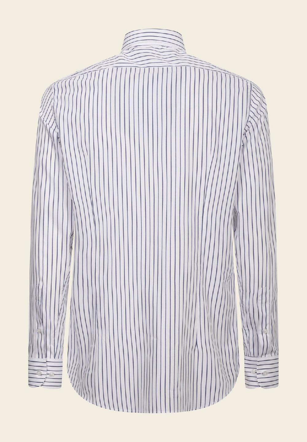 Angelico Camicia Bianca Blu Rigata Cotone Slim Fit