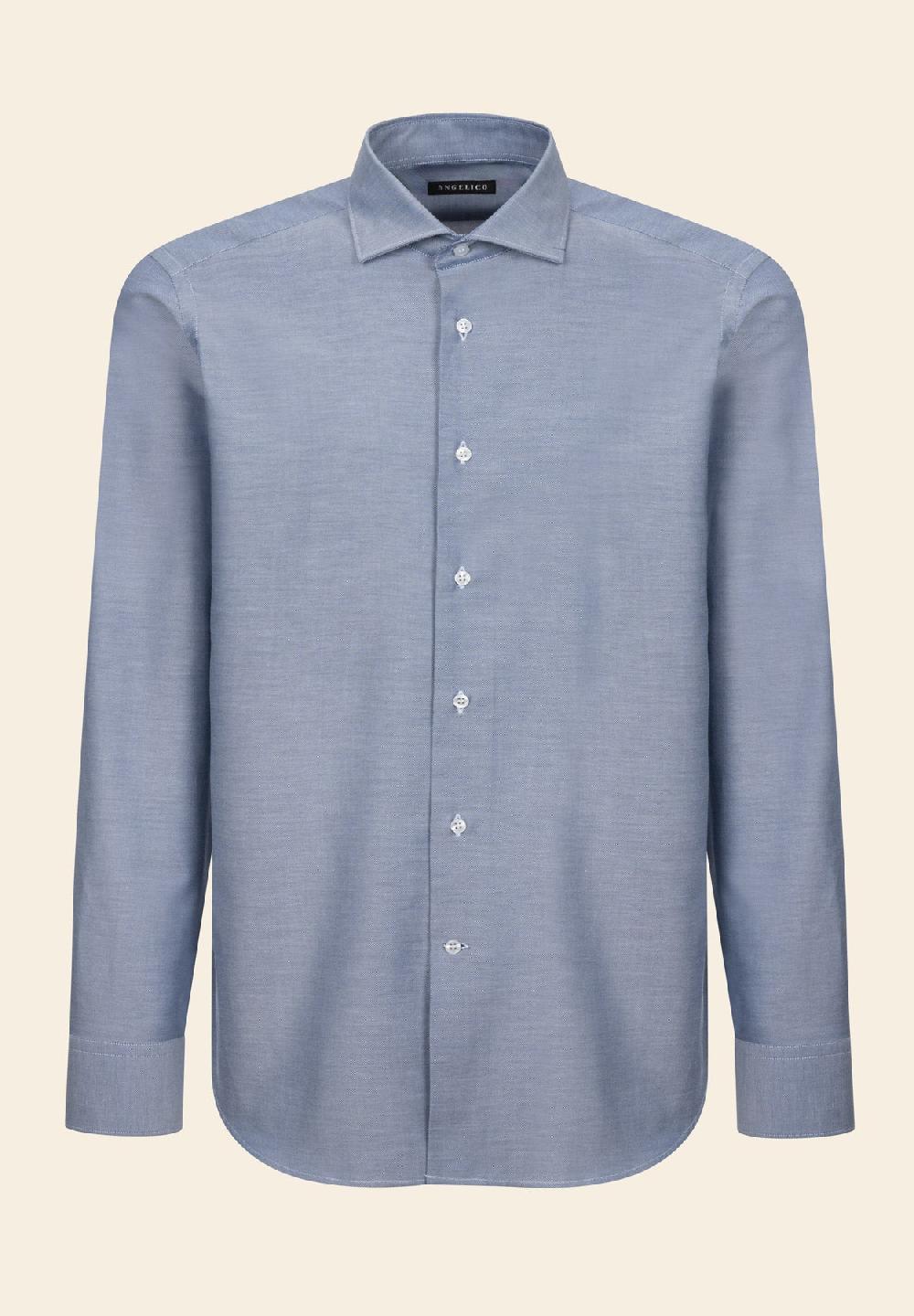Angelico Camicia blu oxford cotone slim fit