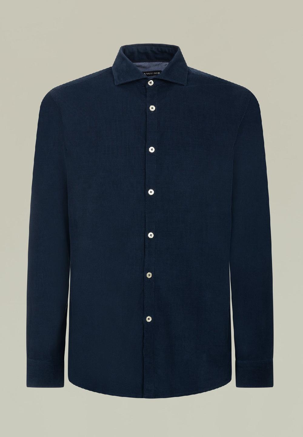 Angelico Camicia blu velluto