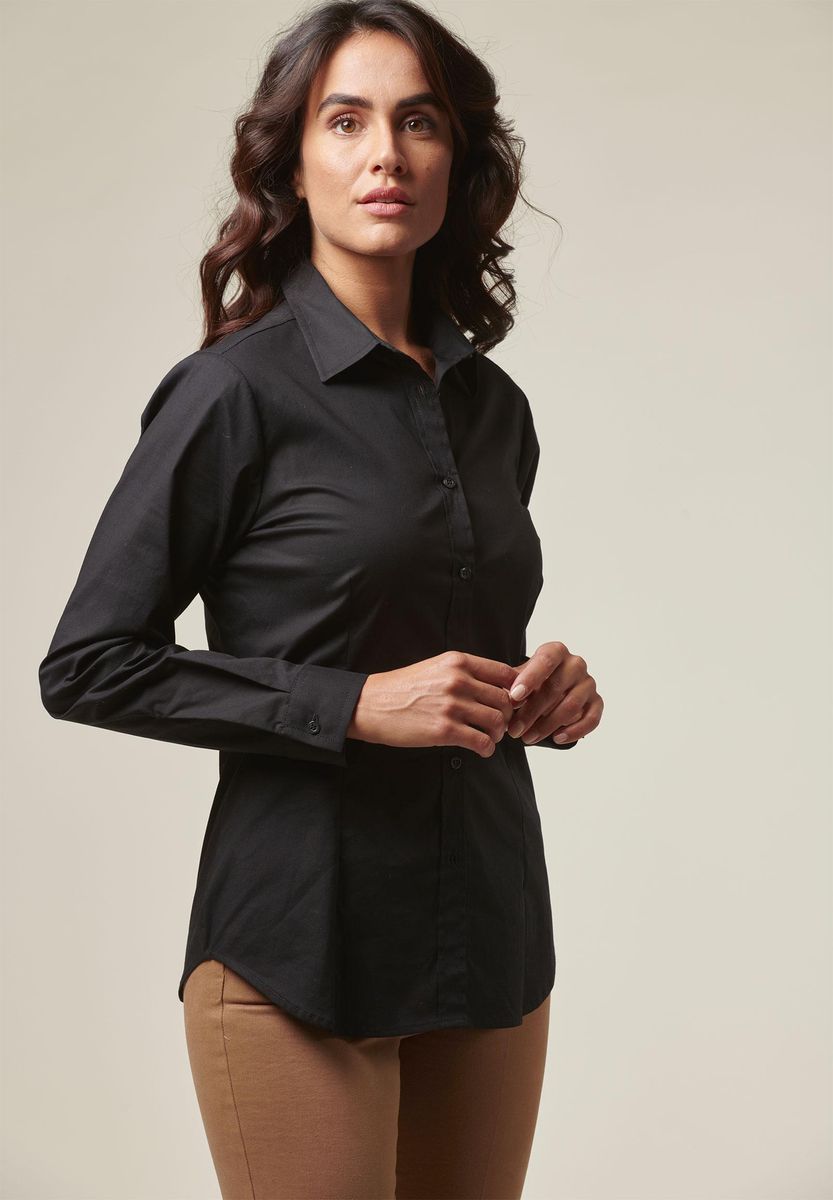 Angelico Camicia donna nera elasticizzata