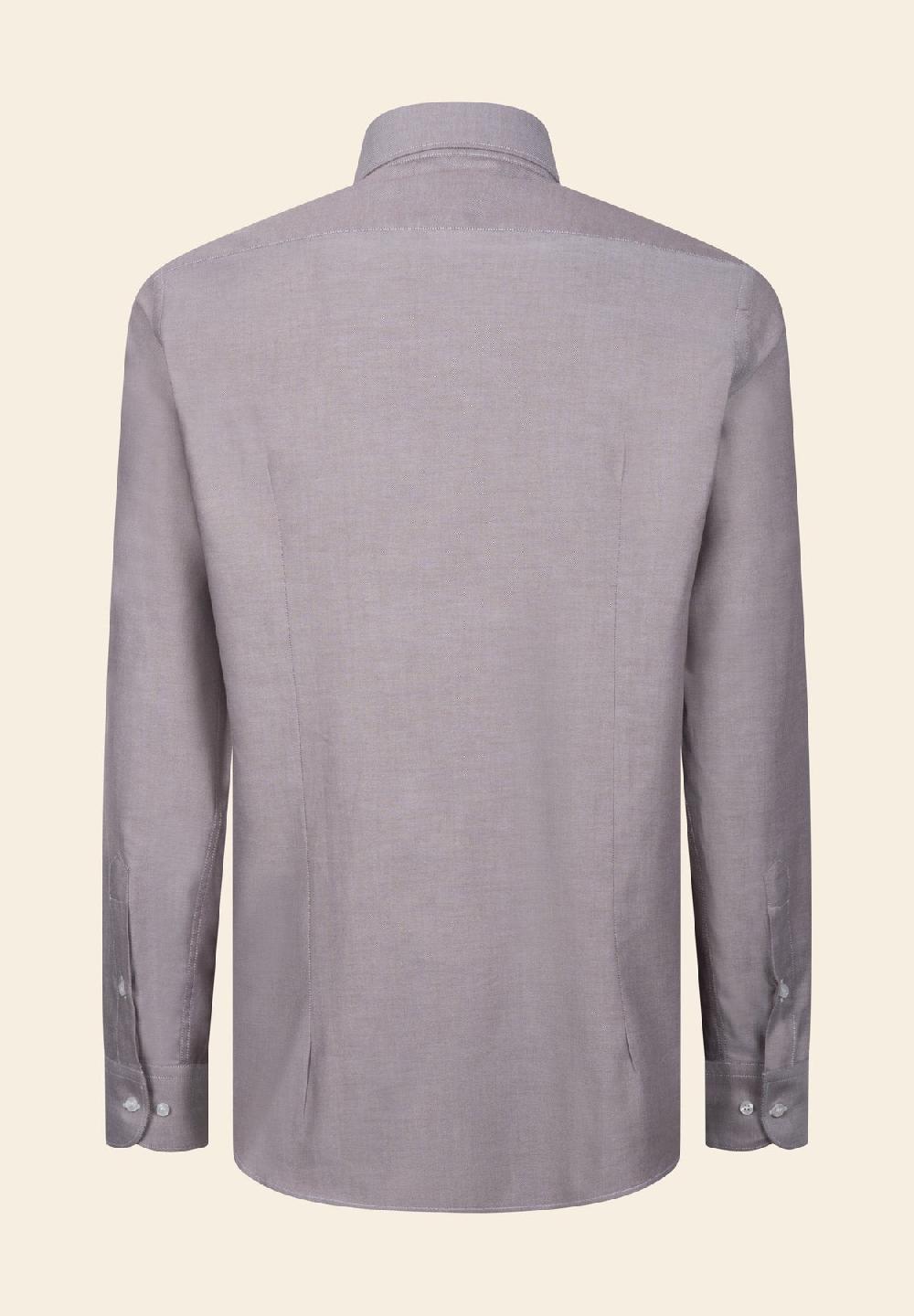 Angelico Camicia Marrone Oxford Cotone Slim Fit