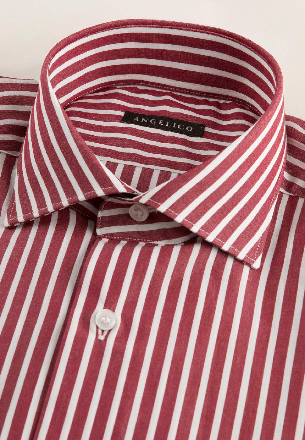Angelico Camicia Rosso Bacchettina Cotone Slim Fit
