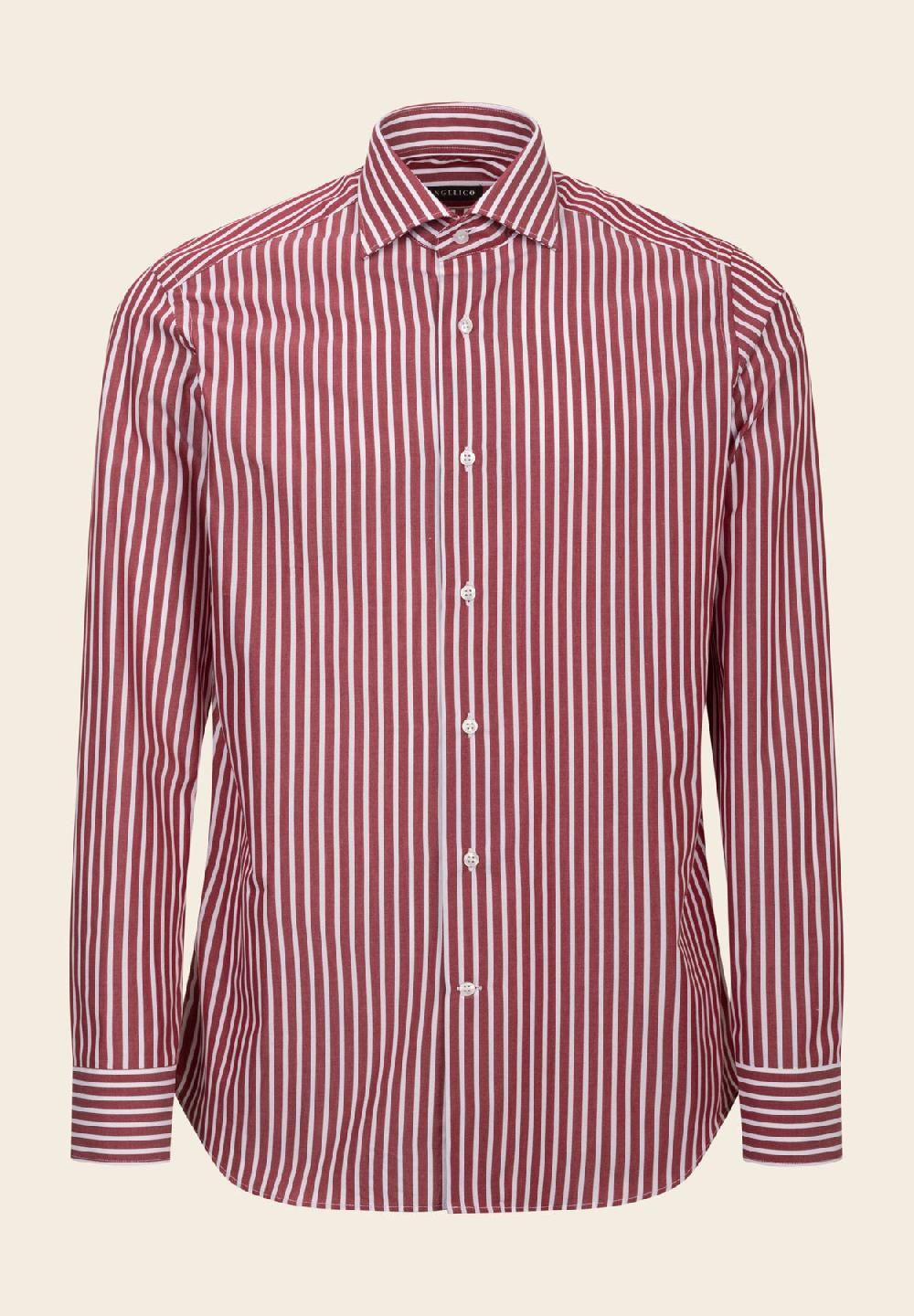 Angelico Camicia rosso bacchettina cotone slim fit
