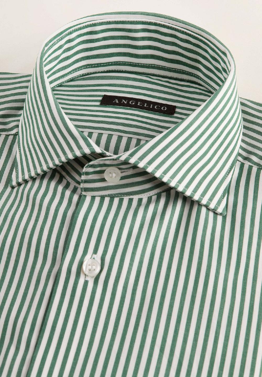 Angelico Camicia Verde Bacchettina Cotone Slim Fit