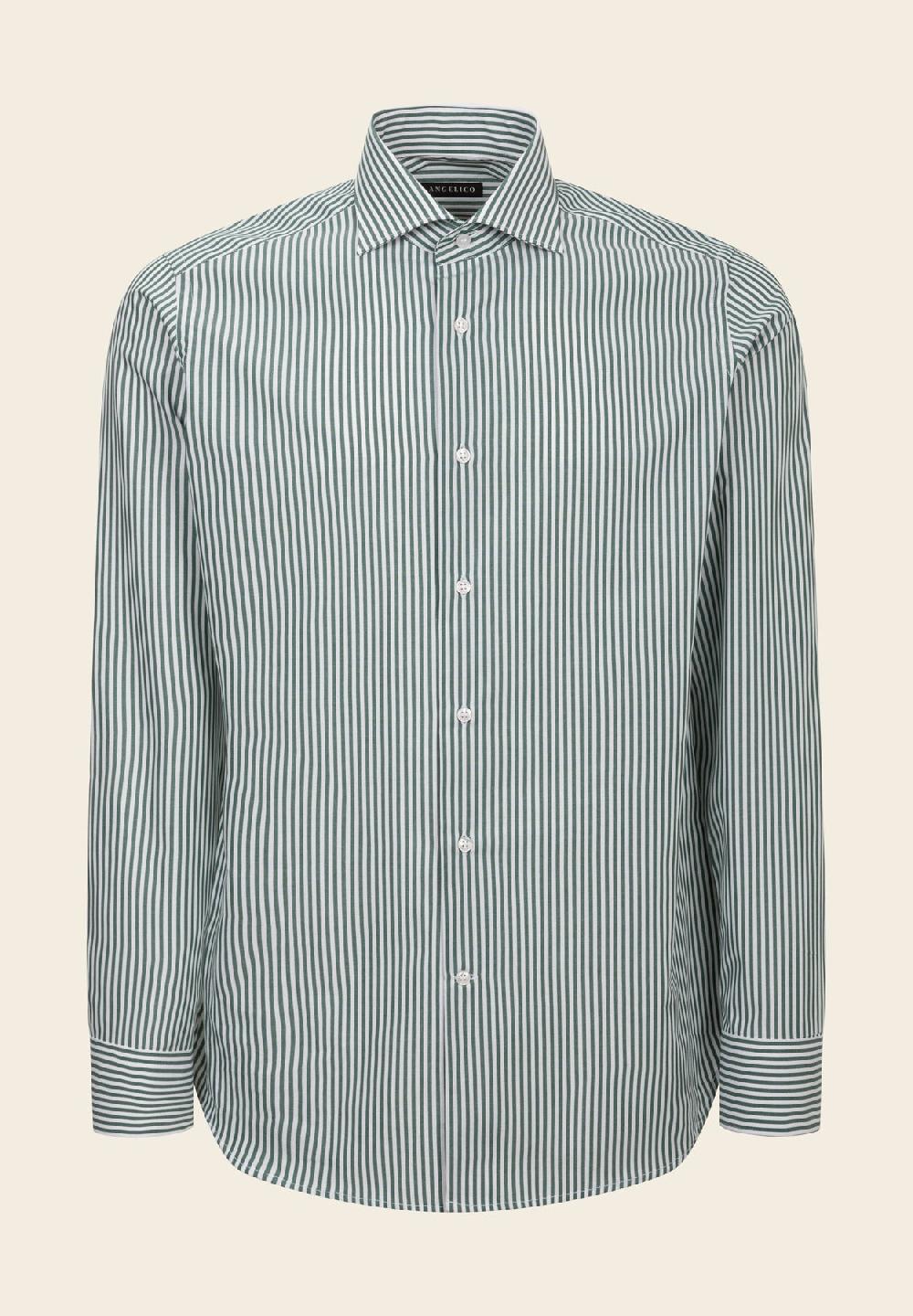 Angelico Camicia verde bacchettina cotone slim fit