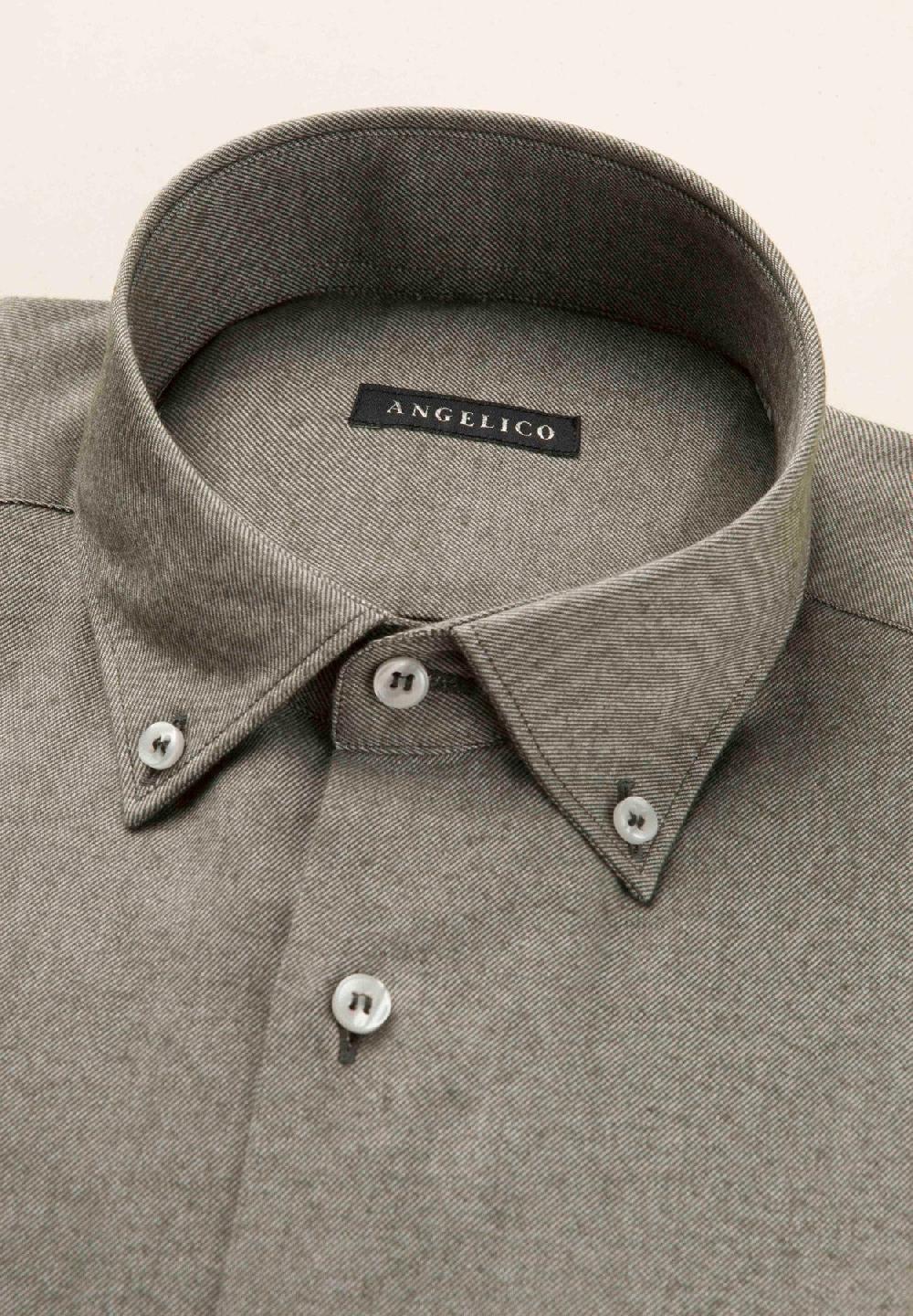 Angelico Camicia Verde Flanella Cotone Regular Fit