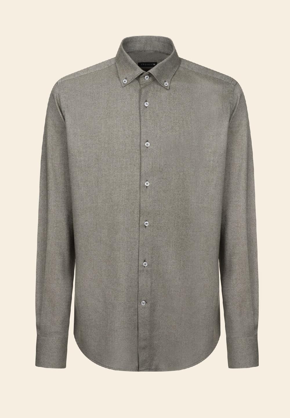 Angelico Camicia verde flanella cotone regular fit