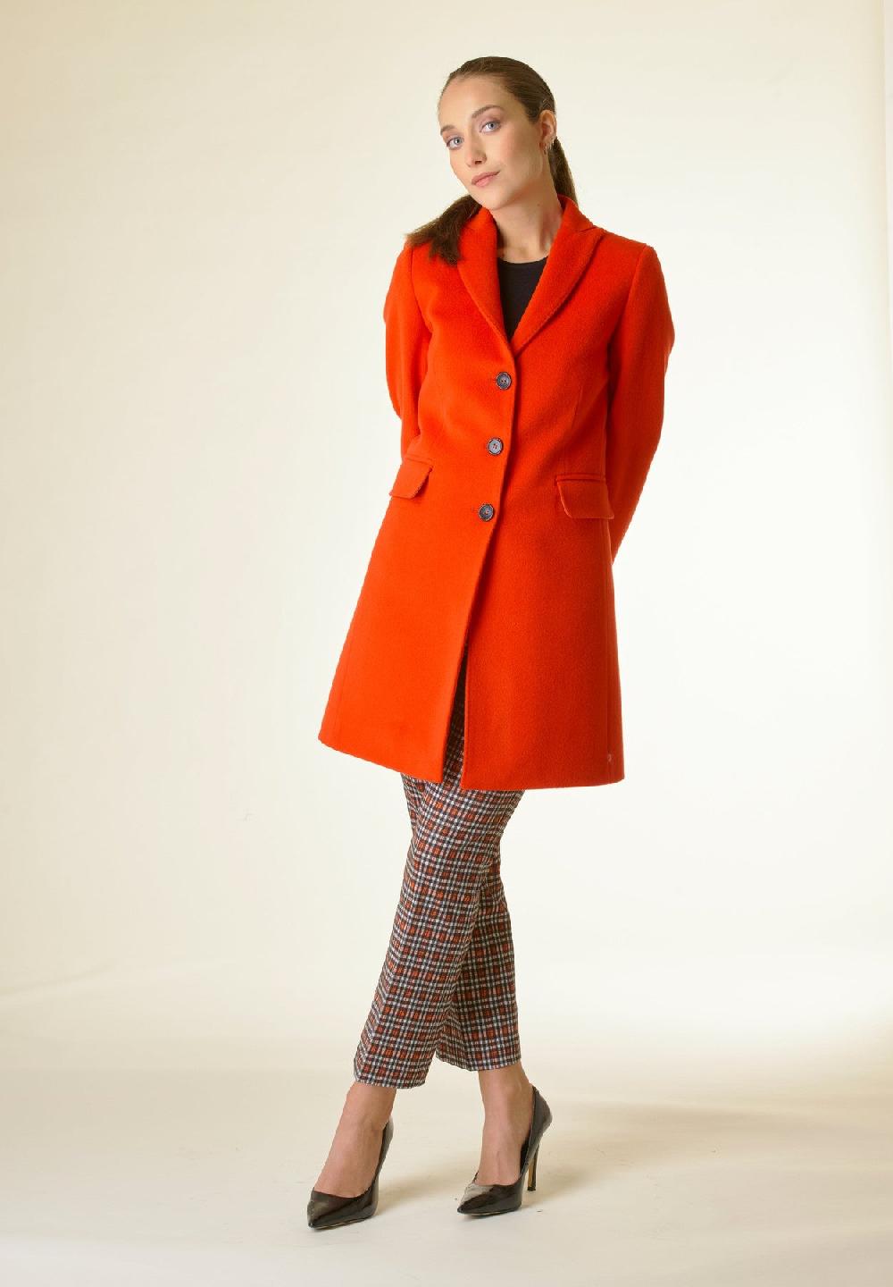 Angelico Cappotto Arancione Corto Lana Cashmere