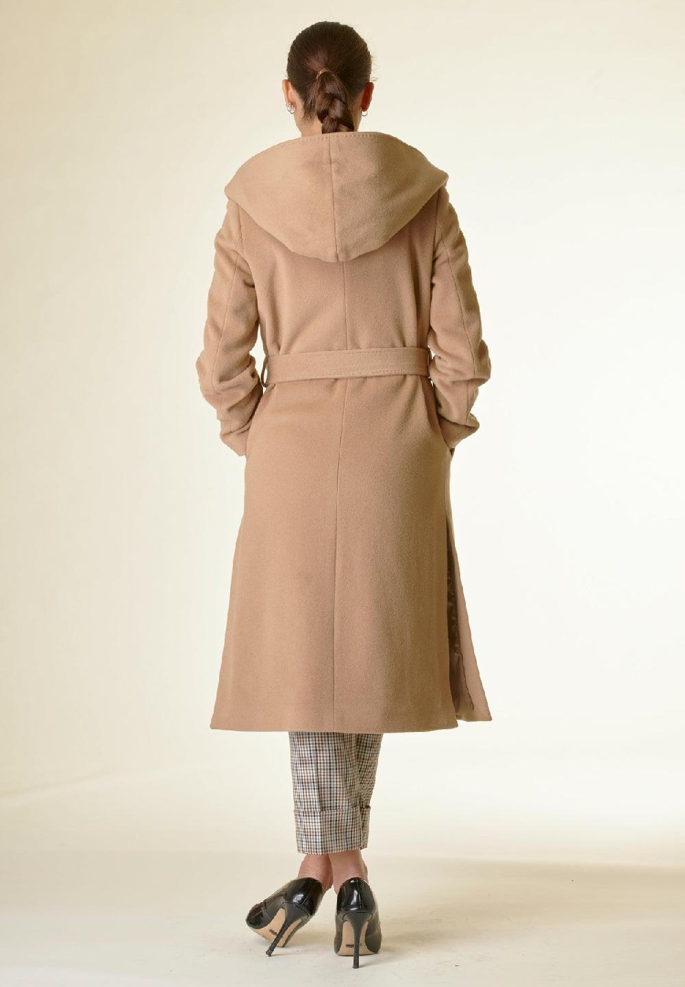 Angelico Cappotto Cammello Lana Cashmere Cappuccio