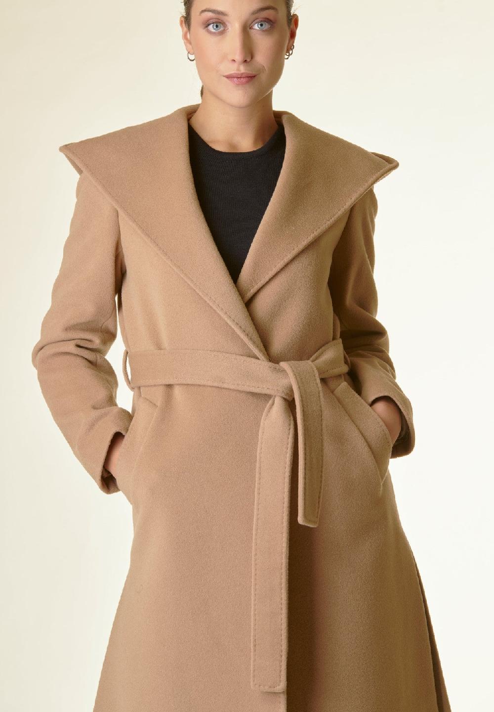 Angelico Cappotto Cammello Lana Cashmere Cappuccio