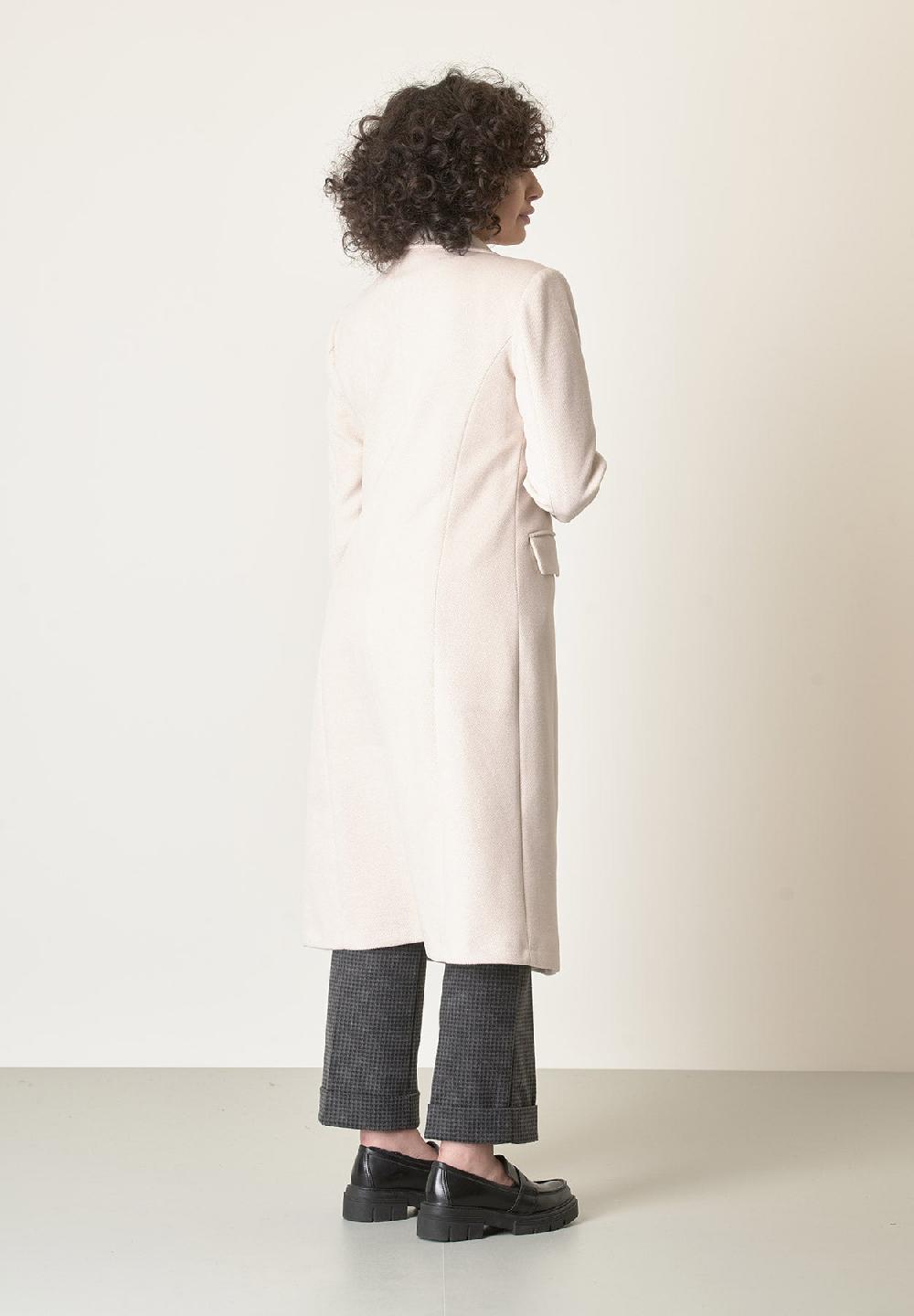 Angelico Cappotto Panna Avvitato Tessuto Diagonale