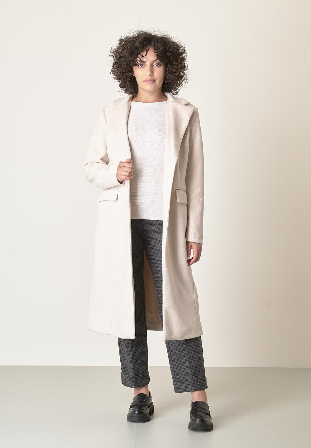 Angelico Cappotto Panna Avvitato Tessuto Diagonale