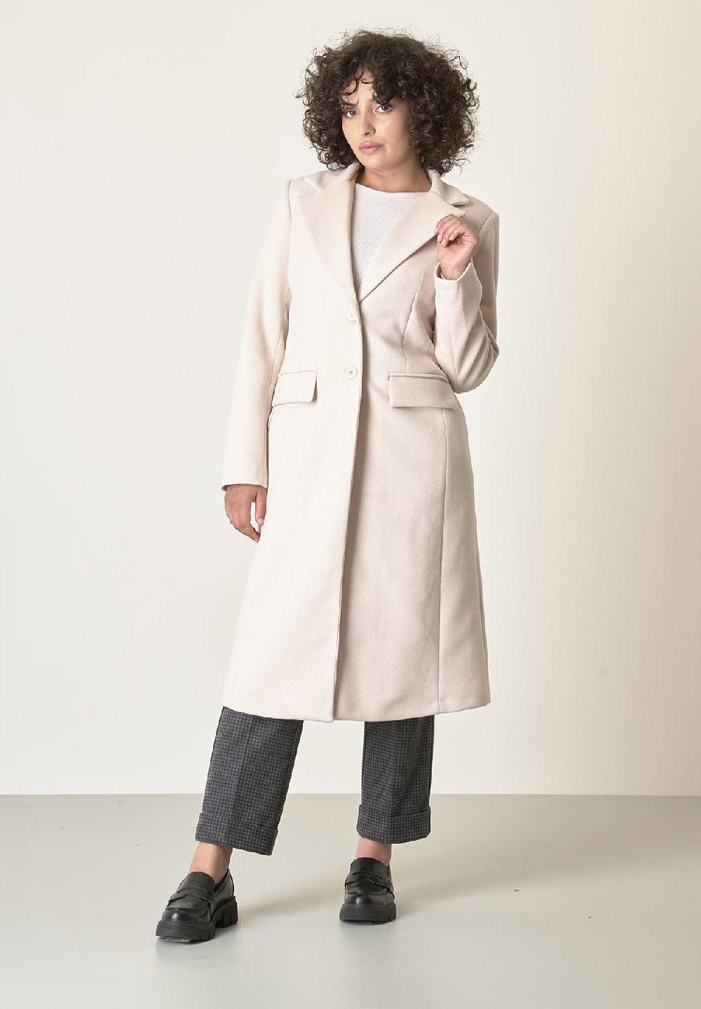 Angelico Cappotto panna avvitato tessuto diagonale